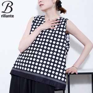ドット柄ノースリーブトップス　サテン調タンクトップ 2025ss春夏　BRILLANTE東京（197859）