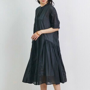 綿ボイル　切替えギャザーシャツワンピース　 SS【2025新作】
