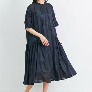 綿ボイル　切替えギャザーシャツワンピース　 SS【2025新作】