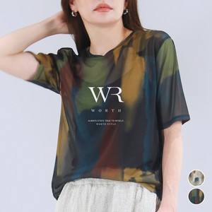 【2025/SS/新作】〈トップス〉ロングシーズン頼れる一着◎水彩総柄シアー半袖PO