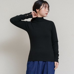 【10月予約販売】【2025年秋冬新作】もちもちリブニット袖ボタンハイネックインナー