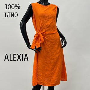 Casual Dress Sleeveless Dress Design Waist Linen Cotton Tuck Made in Italy