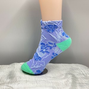 短袜 女士 袜子 花朵 蓝色 花卉图案