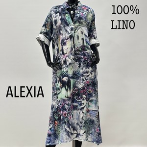 Casual Dress Design Long Dress Linen Keyhole Neck Made in Italy