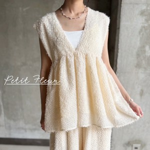 Vest/Gilet Fringe Jacquard V-Neck Peplum [S/S NEW]