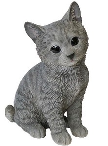 おすわり猫（グレー）13642【猫】オブジェ エクステリア 置物　ネコ