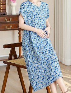 ワンピース 半袖 花柄 ゆったり 快適 レディース ファッション ラウンドネック  MBQ484