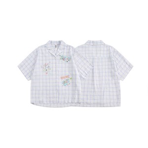 P21787 半袖 レトロ ワイシャツ トップス チェック 男 メンズ 日系 カジュアル 2025春夏新作