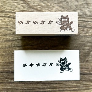 NEW ウッドスタンプ　WS-D-62　猫忍者（手裏剣投げ）