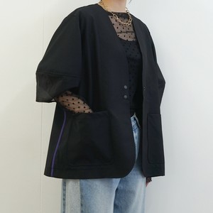 Jacket Lantern Sleeve Ivory black Switching