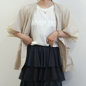 Jacket Lantern Sleeve Ivory black Switching