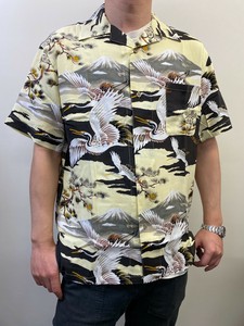 当社夏定番レーヨンアロハオープンカラーシャツ(鶴)