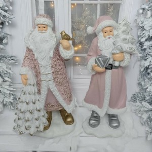 【先行予約】サンタクロース置物2個セット・ピンク クリスマス雑貨・クリスマス デコレーション