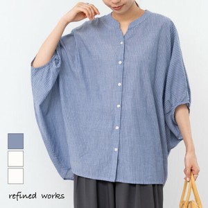 Button Shirt/Blouse Sheer Shirt Stripe