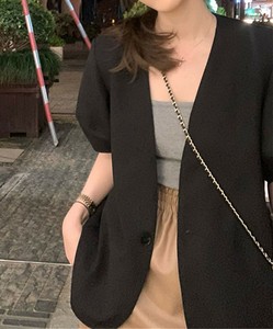 Jacket Collarless jacket Puff Sleeve
