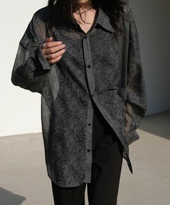 Button Shirt/Blouse Sheer Shirt Blouse
