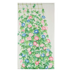 夏のれん　のれん 朝顔　和風　和柄　花　ホワイト　85×150