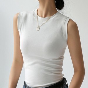 Tシャツ ノースリーブ 無地  ラウンドネック  快適 レディース ファッション   MBQ544