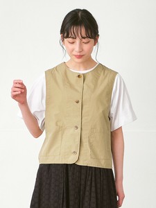 【予約販売】ノーカラーベスト綿ダンプバイオウォッシュ 3色 M L LL 3L 《大きいサイズ》【8月入荷予定】