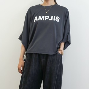 【人気商品　即納】AMPLISバックシアーヘムTOPS (オフ・グレー・ネイビー・ブラック) ロゴT　春夏