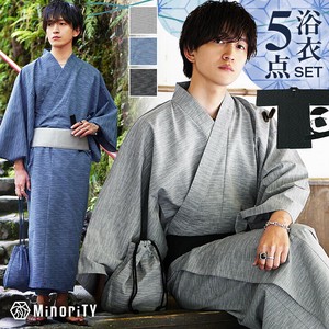【2025年夏の新作】レトロモダン 浴衣 帯 扇子 下駄 巾着 5点セット／MinoriTY