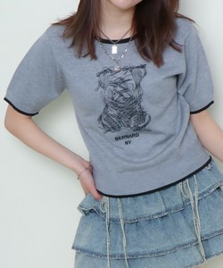 【SALE】シシュウブルドッグ半袖ニットプルオーバー