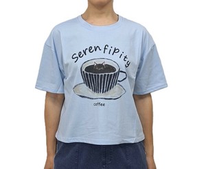 半袖Tシャツ　個性的　ティーカップと猫　ネコ　アニマル　可愛い