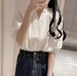 シャツ Vネック 半袖 無地 ゆったり 快適 レディース ファッション MBQ563