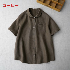 シャツ 半袖 無地 コットンリネン 快適 レディース ファッション  MBQ571