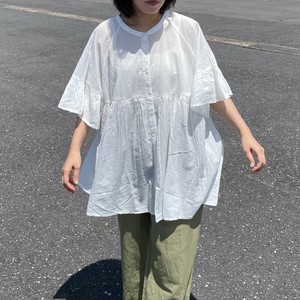 Button Shirt/Blouse Tunic Indian Cotton Frilled Blouse Summer Short Sleeve [2025 NEW]