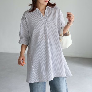 Tunic Yarn-dyed Checked Pattern Tunic Stripe Check