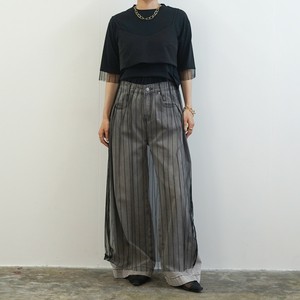 T-shirt T-Shirt Stripe black Charcoal Cut-and-sew