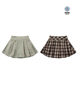 【HOOK】for girls 　チェック柄ボックスプリーツスカート レディース セットアップ可能