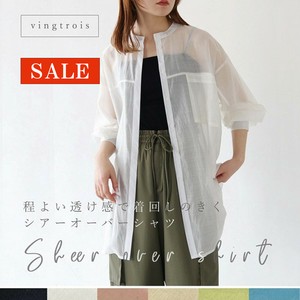 【SALE】【追加】程よい透け感が魅力♪ヘンリーネック シアーオーバーシャツ/2025春夏新作 vingtrois