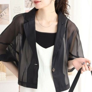 Button Shirt/Blouse Half Sleeve Short Jacket