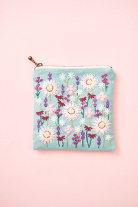 Embroidery Kits Pouch Garden Pink Handmade-kit Square