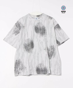 【HOOK】for girls アートプリントTシャツ レディース 半袖 プリント 総柄 レース