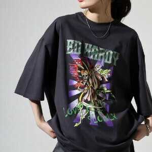 ED HARDY ルーズサイズ バンド風 半袖Tシャツ【2025夏】