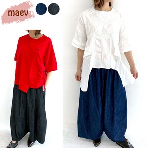 maev【2025年新作】6月新作 デニムワイドパンツ ワイドパンツ デニム ウエストゴム