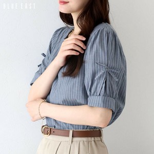 Button Shirt/Blouse Sleeve Ribbon Short-Sleeved Blouse Short Sleeve