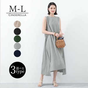 【M-L】開放感のある着心地が快適なリネン風ワンピース。