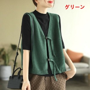 ベスト Vネック ニット 無地 ゆったり 快適 レディース ファッション MBQ663
