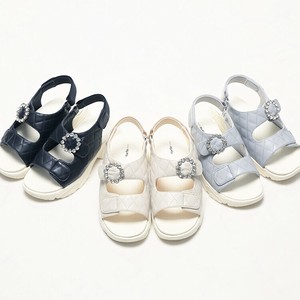 la farfa SHOES（ラ・ファーファ シューズ）幅広甲高仕様のビジューキルティングスポーツサンダル 7500