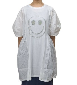 Tunic Tunic Mixing Texture Short Sleeve Rhinestone Puff Sleeve