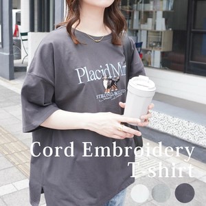 T 恤/上衣 刺绣 短袖 狗 宽松T-Shirt 立即发货