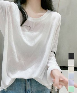 国内即納 シアートップス重ね着クルーネックTシャツ