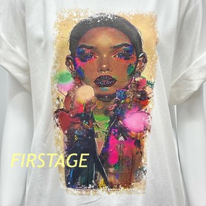 【イタリア製】FIRSTAGE 女性アートプリント  折り返し袖デザインTシャツ