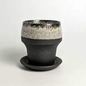 701-11　カナールロング　受皿セット　ブラック　植木鉢 日本製 信楽焼