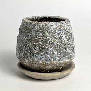 636-02　クレイズポット　クウィル　受皿セット　グレー　植木鉢 日本製 信楽焼
