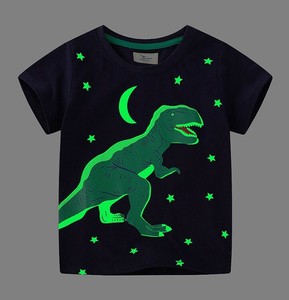 欧米スタイル 6サイズ Tシャツ 光る 恐竜 蓄光 トップス 半袖